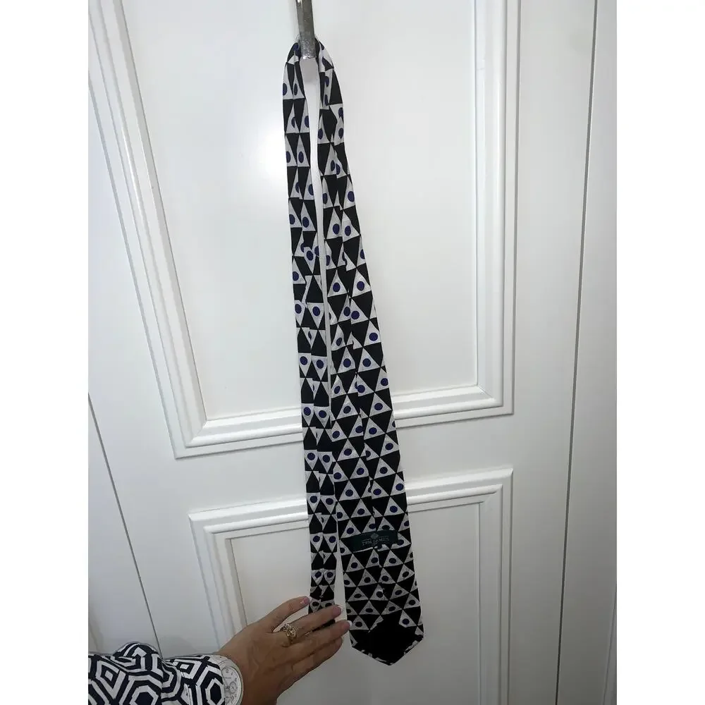 Tom James Men's Silk Geometric Designer Tie‎ Multicolor